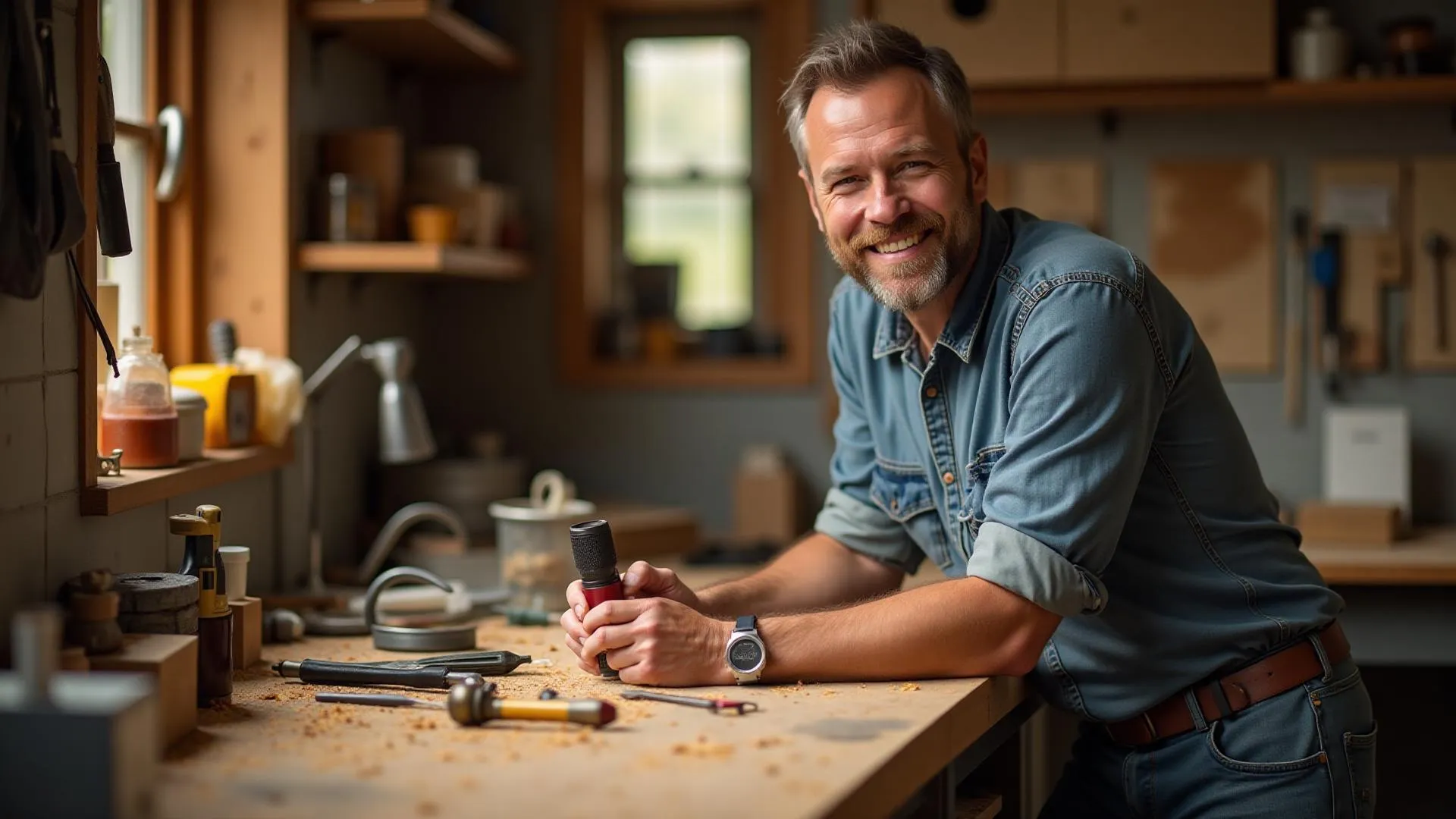 Skilled craftsman in workshop