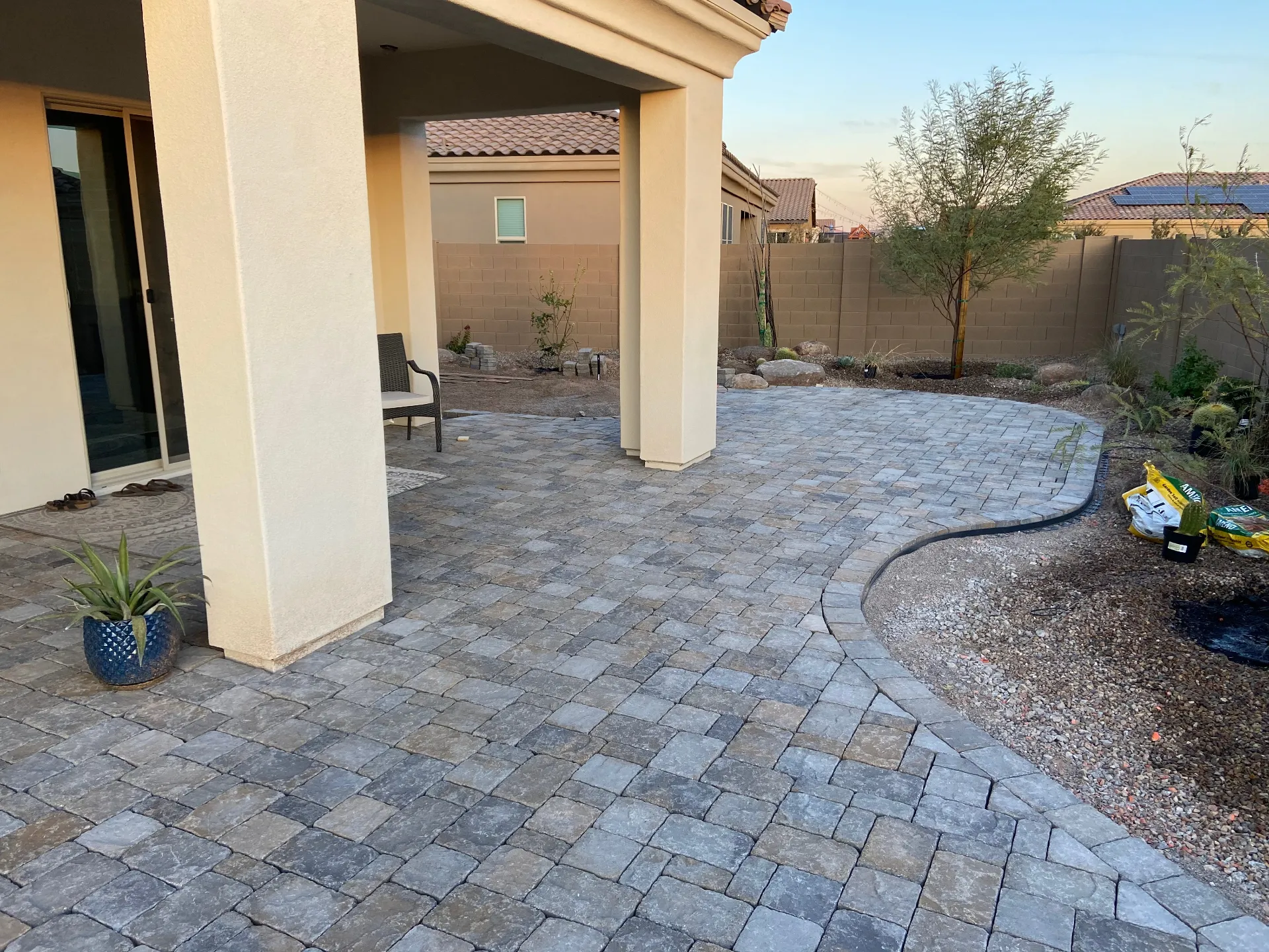 Paver installation in progress