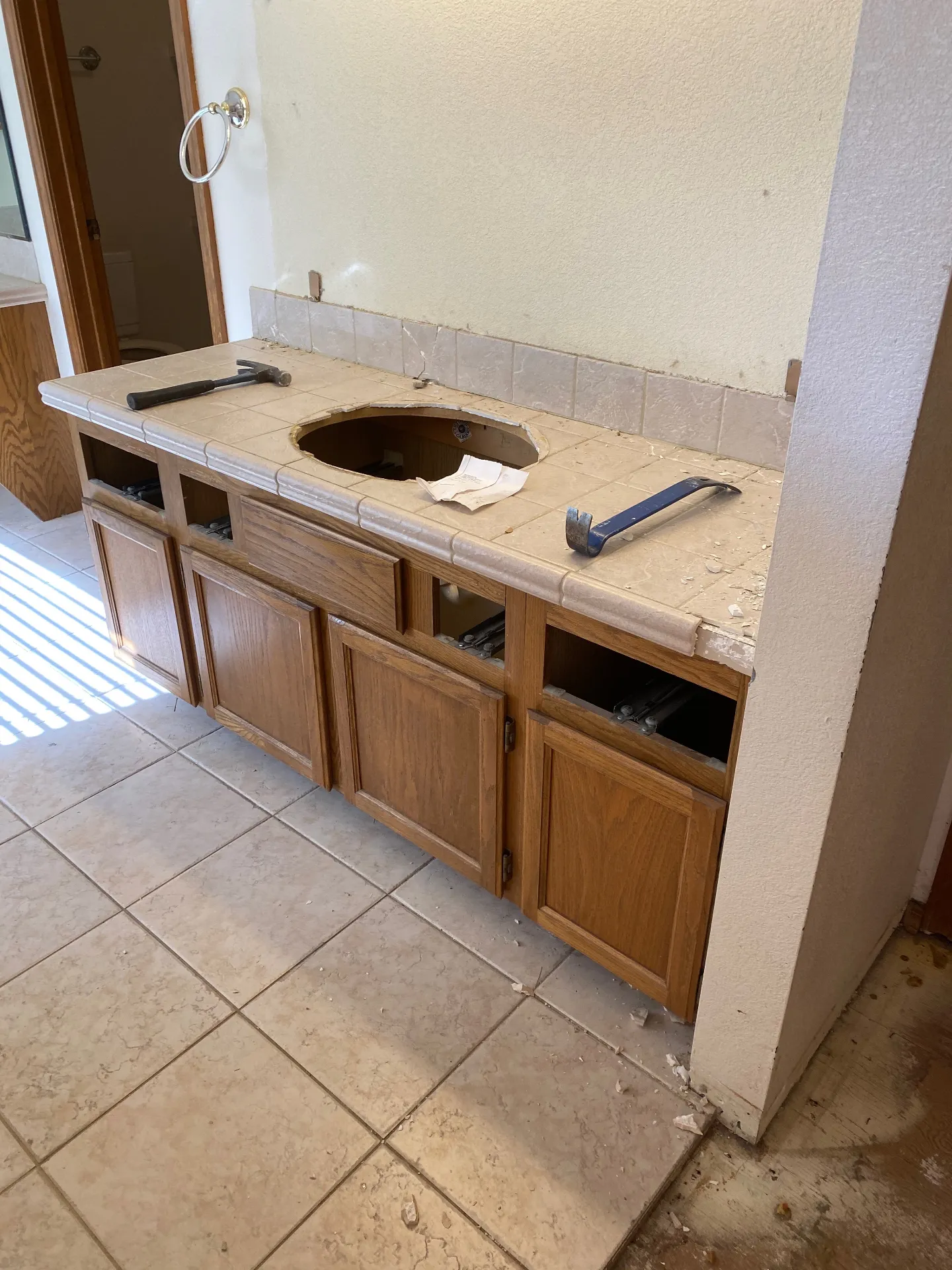Old vanity during demolition